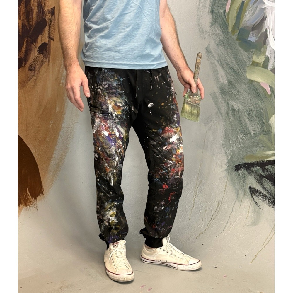 Paint-Splattered Pants Size Medium Artist Chris Carlson Mural‎ Thrashed Distress